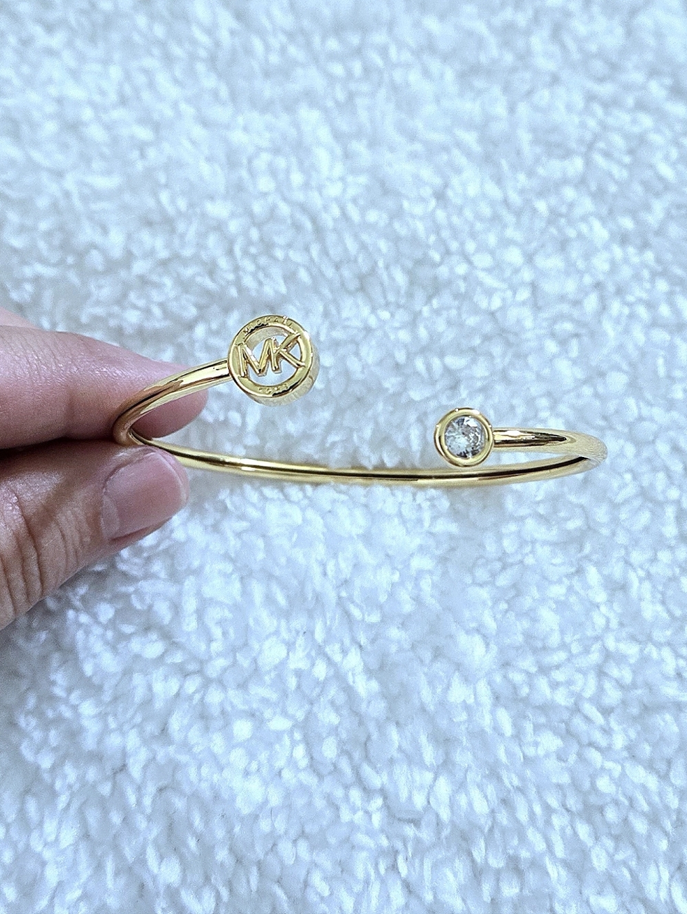 Michael Kors Thin Gold💛 Bracelet with Logo Medallion and Clear Crystal Accents - Picture 7 of 16